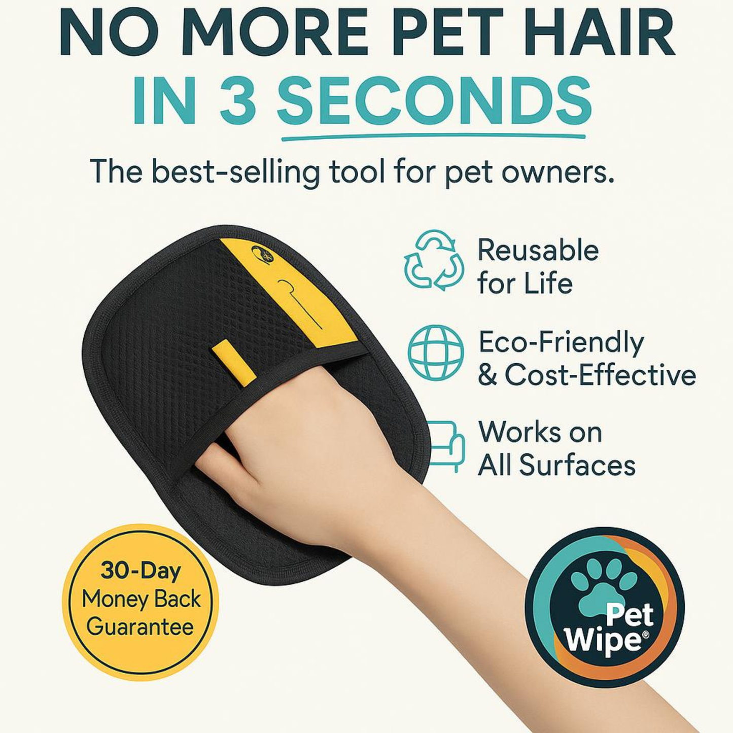 Pet Wipe® - Reusable Pet Hair Removal Glove